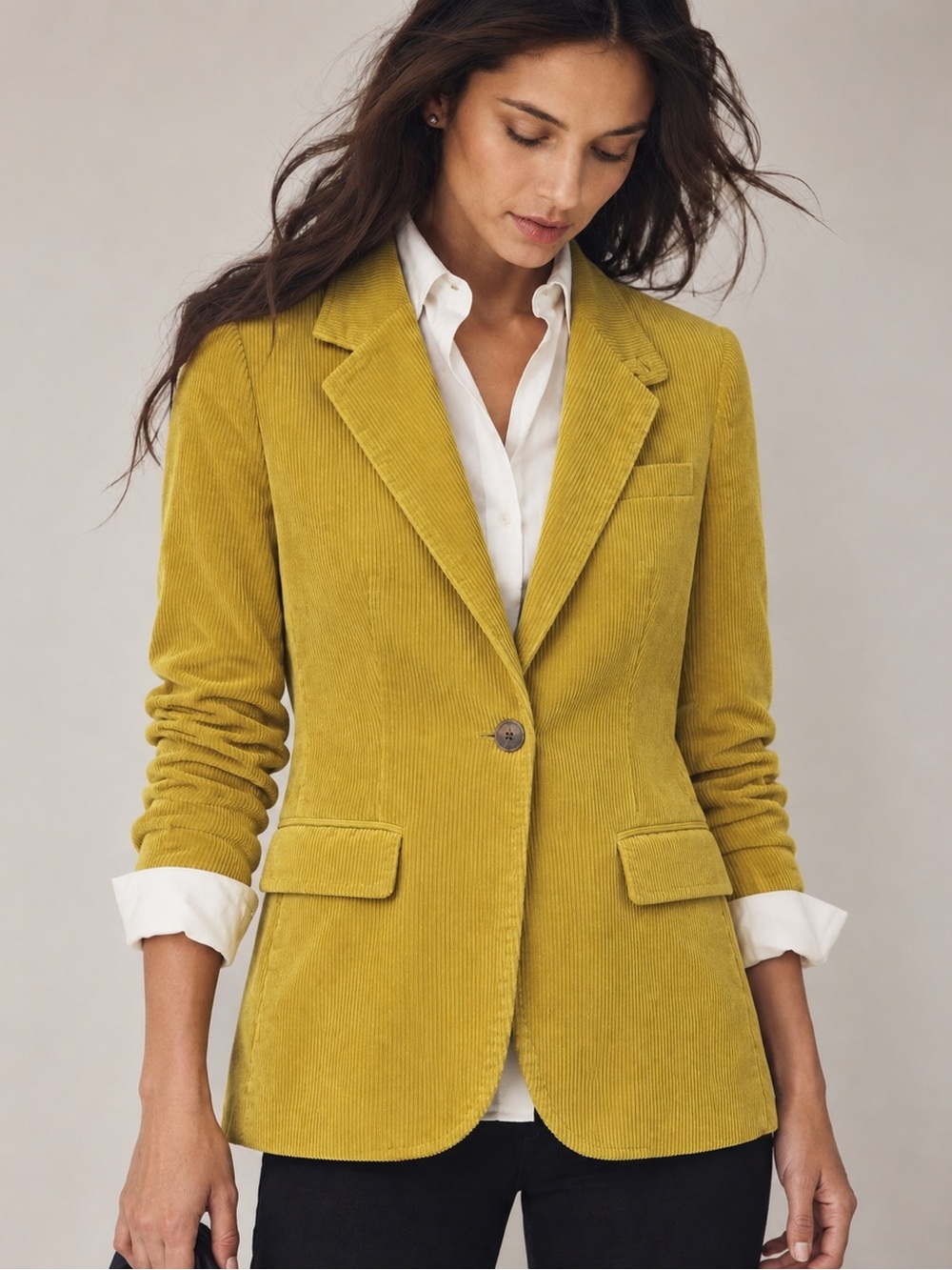 J. Crew Collection Cashmere Blend Corduroy Blazer Mustard Yellow Gold Jacket 8